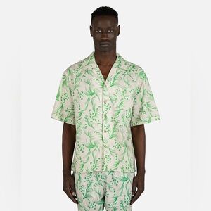 John Elliott Green Camp Shirt in Silver Kaze Size Small $298